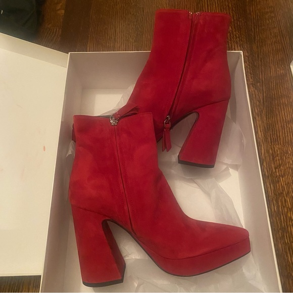 Proenza Schouler Red Suede Boots Size US 8 - Picture 2 of 10